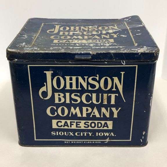 Johnson Biscuit Co. Cafe Soda - Sioux City, Iowa Advertising Tin