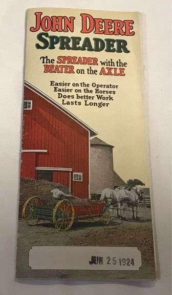 1924 John Deere Horse Drawn Spreader Pocket Sales Brochure