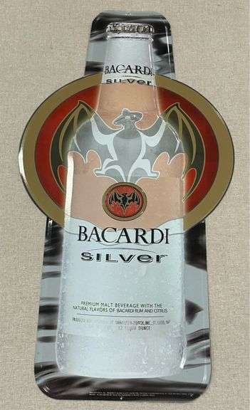 Bacardi Silver Metal Advertising Sign