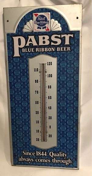 Pabst Blue Ribbon Beer - Metal Advertising Thermometer