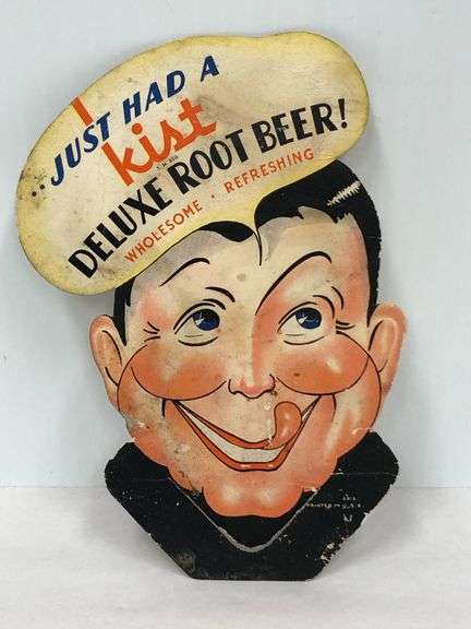 List Deluxe Root Beer Cardboard Advertising Sign