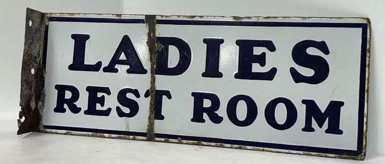 Porcelain Flange "Ladies Restroom" Double Sided Sign