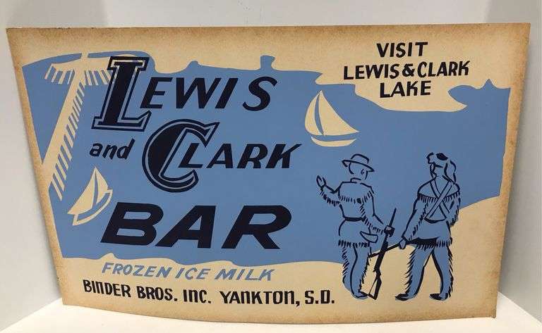 Lewis & Clark Bar - Binder Bros. Inc. Yankton, SD - Advertising Cardboard Sign