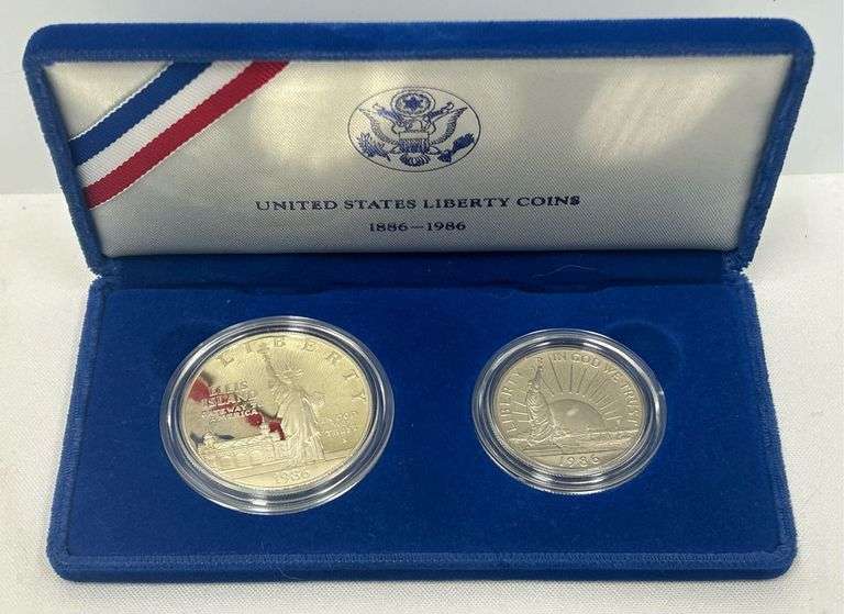 1986-S US Proof Liberty Coin Set - Silver Dollar & Clad Half Dollar