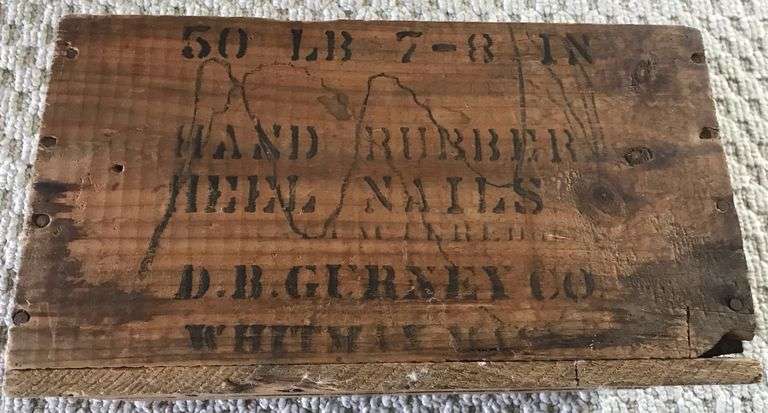 ANTIQUE PINE SHIPPING BOX “GURNEY QUALITY” SHOE NAILS-ODD & EARLY