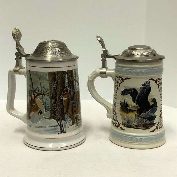 Lot of 2 Lidded Beer Steins