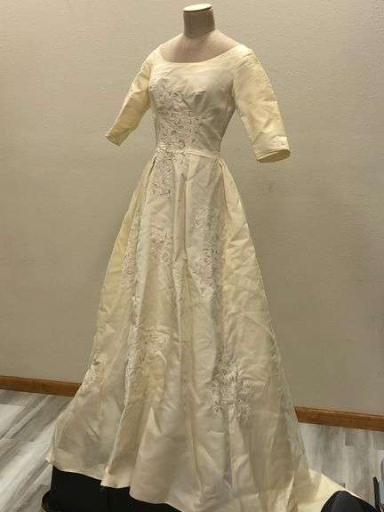 1950s Chiffon Over Taffeta Wedding Gown