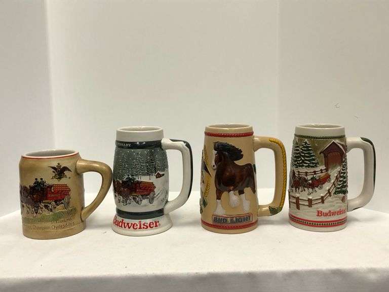 Lot of 4 Budweiser Beer Steins