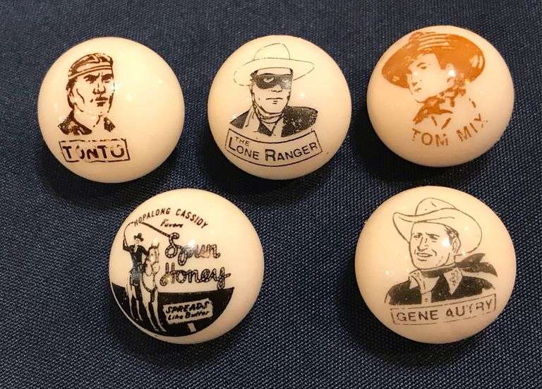 Newer Collector Marbles  - Lone Ranger, Gene Autry, Tonto, Tom Mix