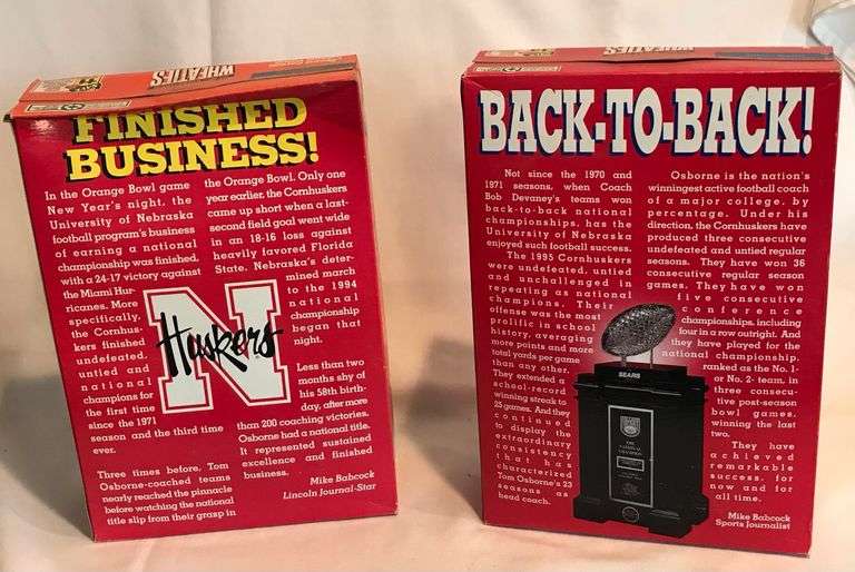 1995 & 1996 - Nebraska Cornhuskers Wheaties Breakfast Cereal Boxes