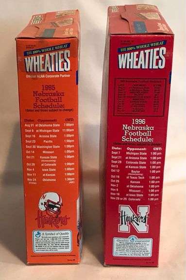 1995 & 1996 - Nebraska Cornhuskers Wheaties Breakfast Cereal Boxes