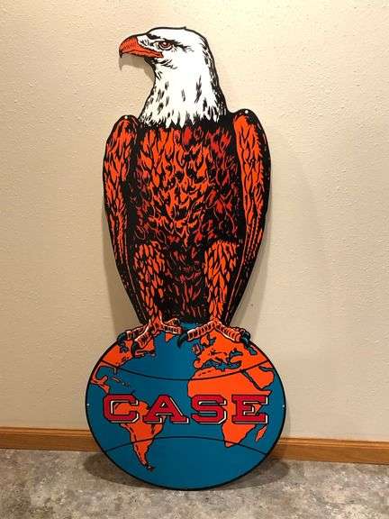 Case Eagle and Globe Enamel Sign