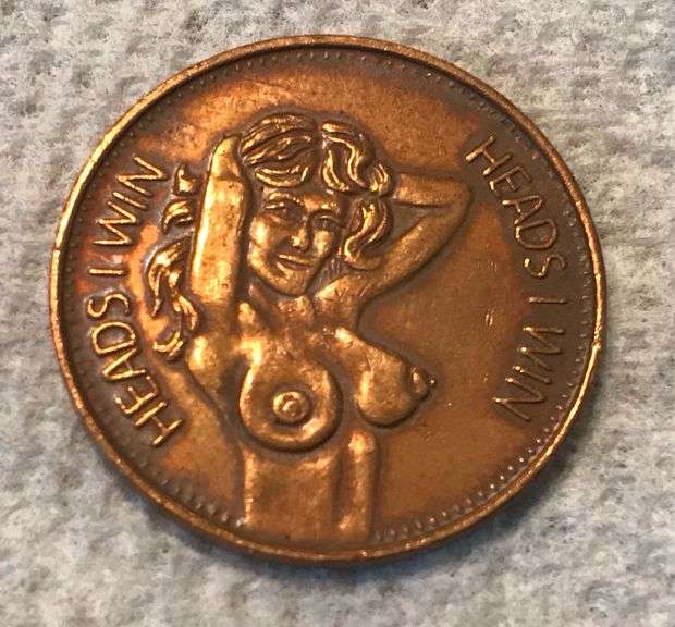 OLD “HEADS OR TAILS” POCKET COIN TOKEN WITH GRAPHICS