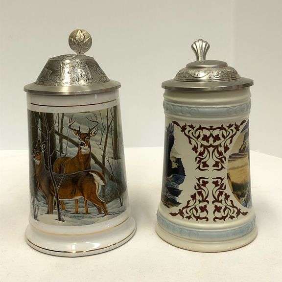 Lot of 2 Lidded Beer Steins