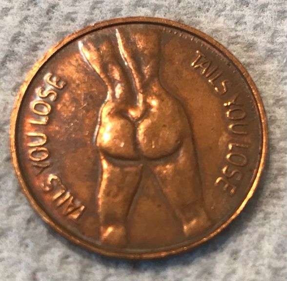OLD “HEADS OR TAILS” POCKET COIN TOKEN WITH GRAPHICS