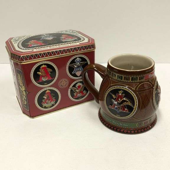 Anheuser-Busch Brewing Historical Logo Stein with Collectors Tin
