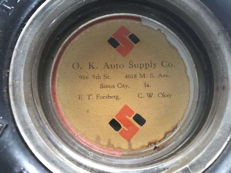 Early “Sioux City Iowa” advertising tire ashtray—“O.K AUTO SUPPLY CO”-SEIBERLING TIRES