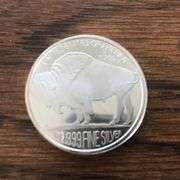 BRILLIANT “INDIAN HEAD/BUFFALO” .999 SILVER ROUND—BEAUTIFUL