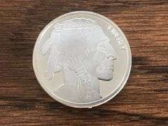 BRILLIANT “INDIAN HEAD/BUFFALO” .999 SILVER ROUND—BEAUTIFUL