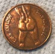 OLD “HEADS OR TAILS” POCKET COIN TOKEN WITH GRAPHICS