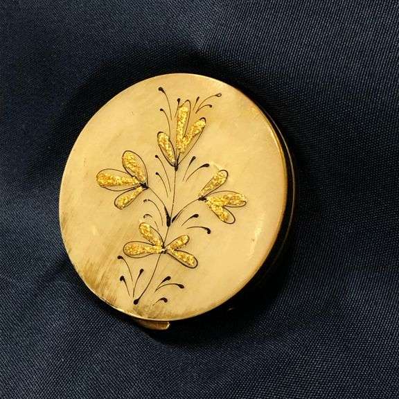 Vintage Brass and Shell Compact