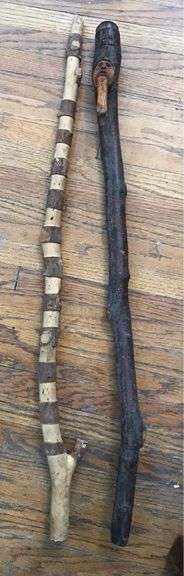 (2) Small Carved Canes