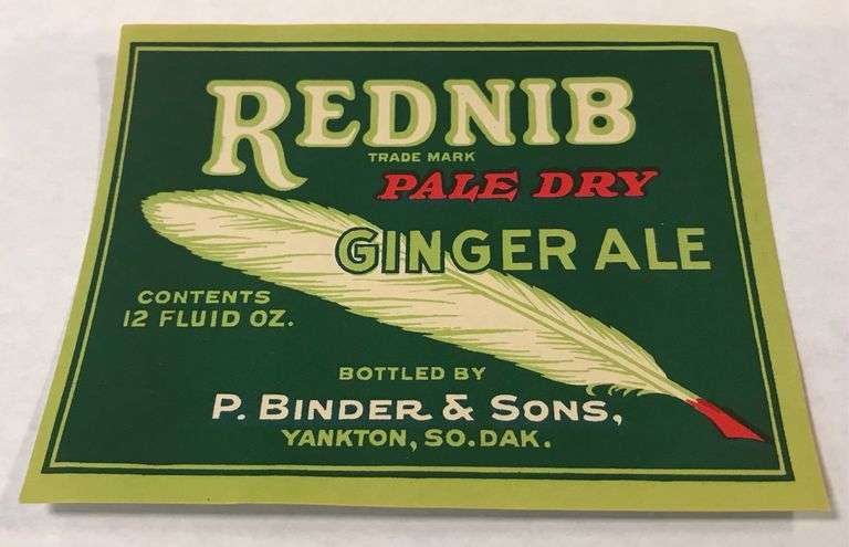 Rednib Pale Dry Ginger Ale - Binder & Sons - Yankton, So. Dak. Paper Label