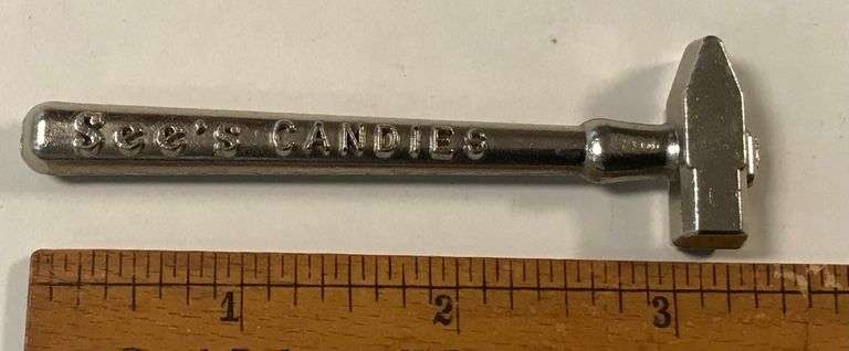 “See’s Candies” - Miniature Cast Iron Advertising Hammer - 3 1/4” Long