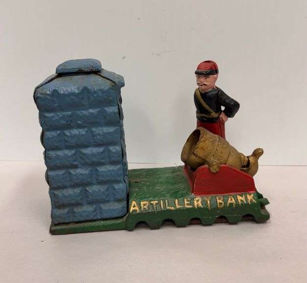 Cast Iron "Artillery Bank" Coin Bank