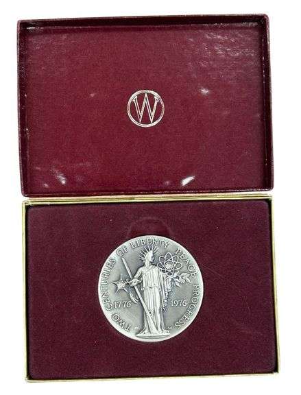 Two Centuries Liberty Peace Progress - Sterling Silver Medallion with Diamonds