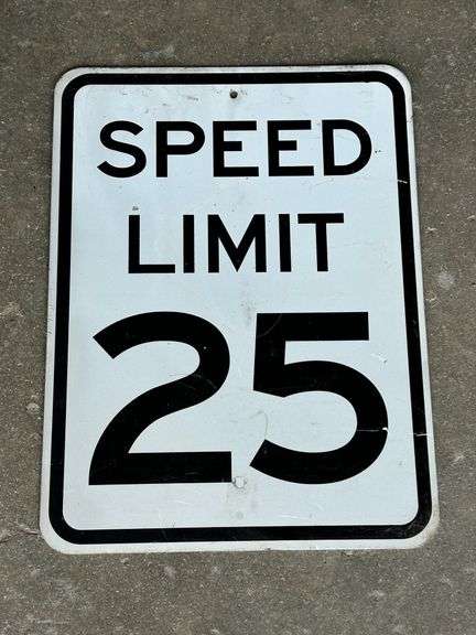 Speed Limit 25 - Metal Retired Sign