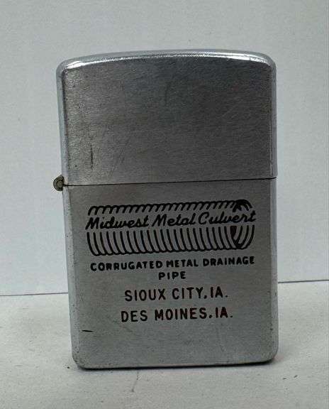 Advertising Zipp Lighter - "Midwest Metal Culvert - Sioux City & Des Moines"