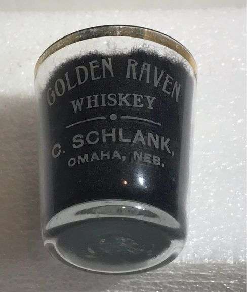 Omaha, Nebraska “Golden Raven Whiskey - C. Schlank” - Glass Shot Glass