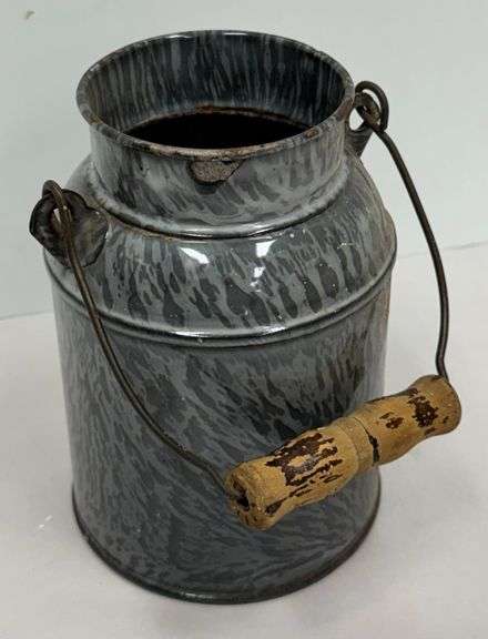 Gray Enamel Milk Pail