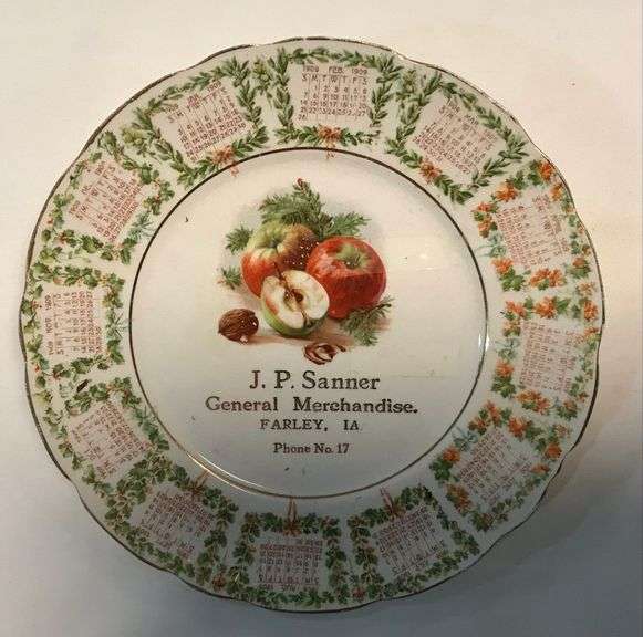 Farley, Iowa - 1909 -“J. P. Sanner General Merchandise” - Calendar Plate