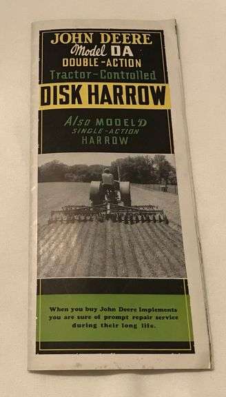 John Deere Model “DA” Disk Harrow — Pocket Brochure