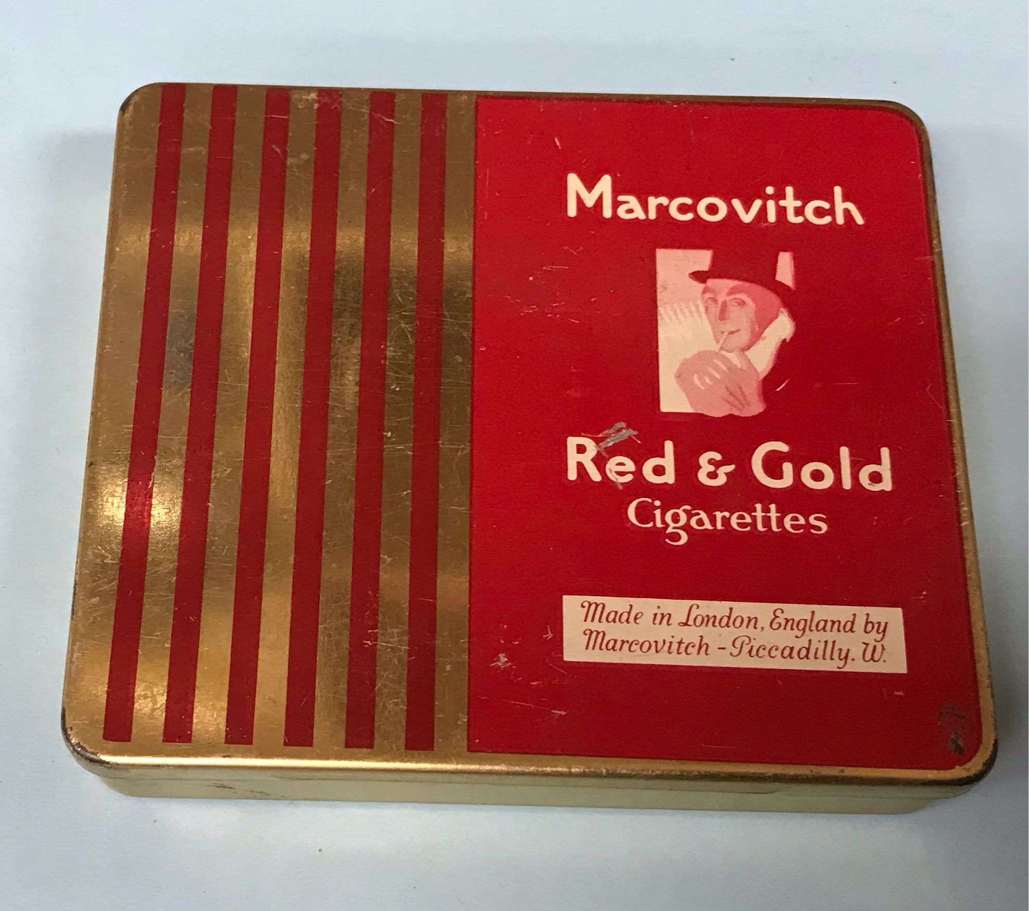 marcovitch cigarettes Marcovitch Red & Gold Cigarette Tin