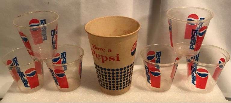 Vintage Pepsi Cola Paper Cup & Pepsi Plastic Cups - Creamer Auction