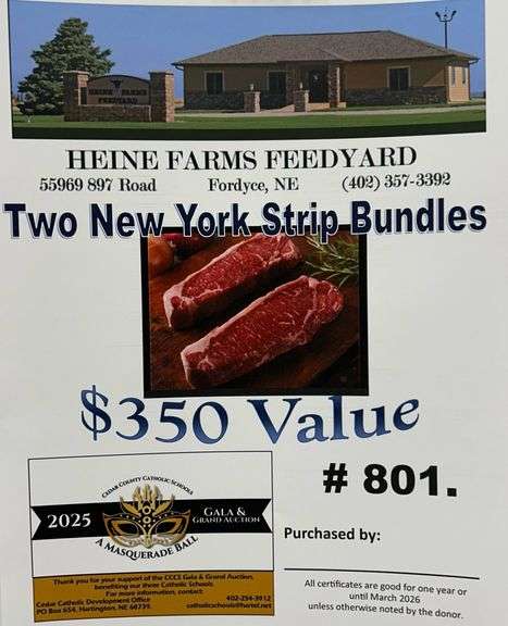 2  New York Strip Beef Loin Bundles