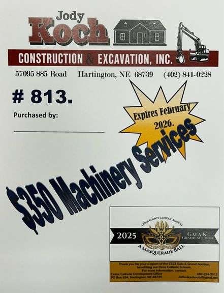 $350 Gift Certificate for Machinery Services