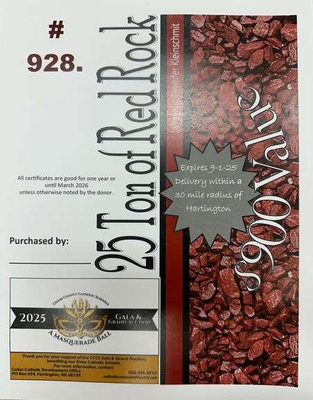 25 Ton Red Rock - Creamer Auction