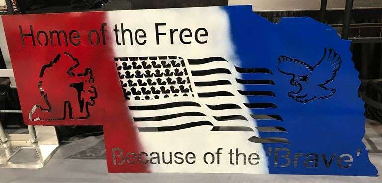 Home of the Free Because of the Brave Laser Cut Metal Art