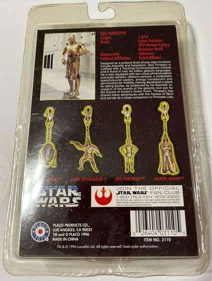 1996 Star Wars See-Threepio (C-3PO) Die-Cast Metal Key Chain by Placo – Sealed on Card