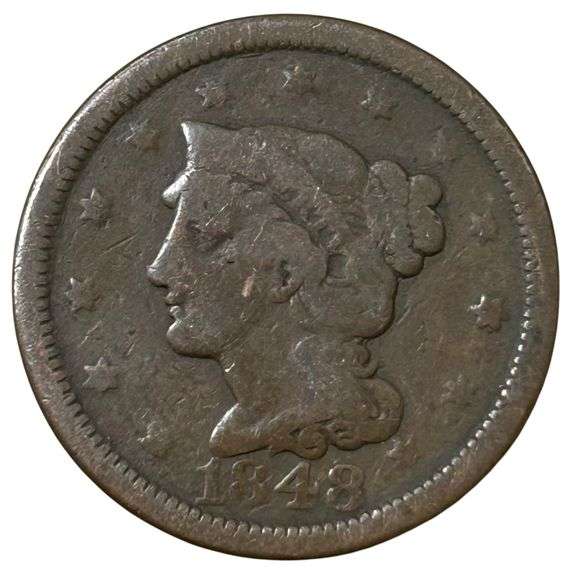 1848 United States Braided Hair Large Cent