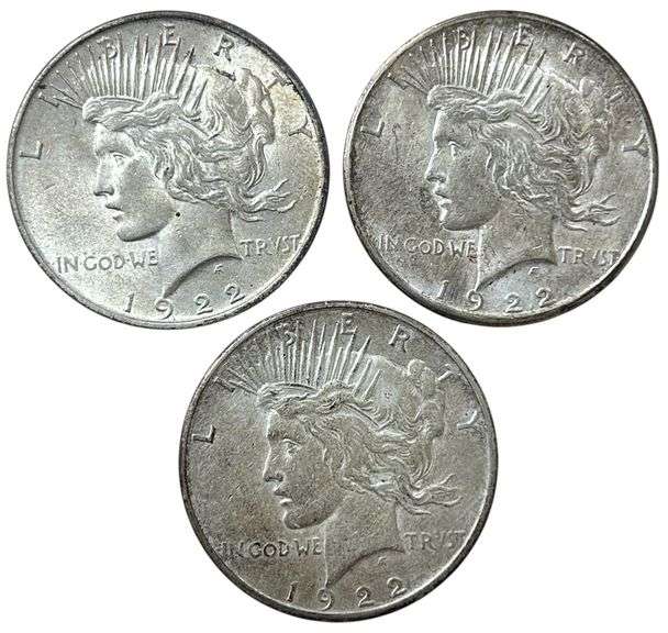 1922 P,D, & S Peace Dollars - (3x)