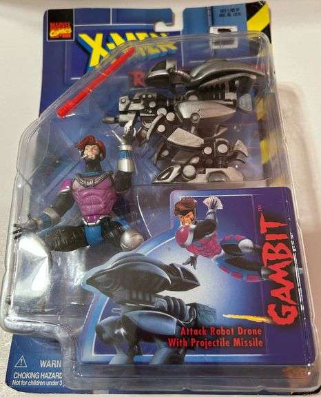 “1997 Toy Biz X-Men Robot Fighters GAMBIT Action Figure – MOC w/ Attack Robot Drone”