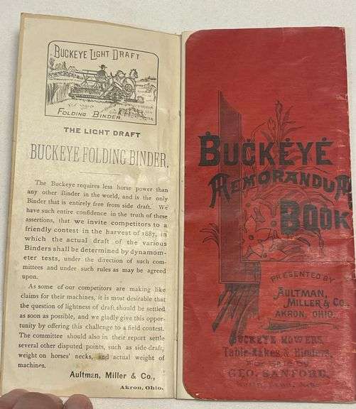 1887 - Buckeye Folding Binder - Aultman Miller & Co. - Pocket Ledger - North Bend, Nebraska
