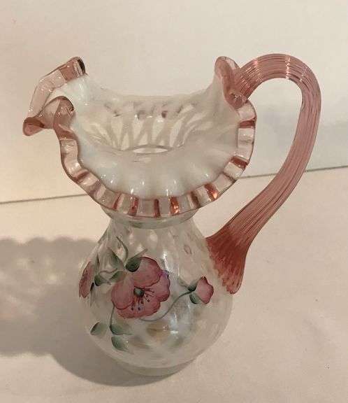Smaller Sized - Glass Hand Painted Pitcher