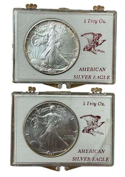 (2x) 1991 American Silver Eagles