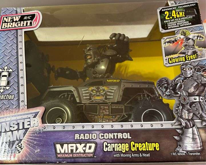 New Bright R/C Monster Jam MAX-D Carnage Creature Truck – Glowing Eyes – Sealed Box